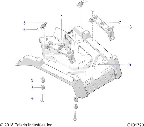 Polaris ATV Rack Assembly, Front, Gloss Black, Genuine OEM Part 2637248-070, Qty 1 in Saudi Arabia