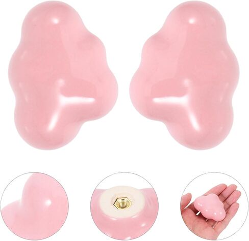 Luxshiny 2pcs Ceramic Drawer Knobs with Pink Pulls for Room Wardrobe Drawers with Screw Decorative Handles for Nursery Storage Furniture in Saudi Arabia