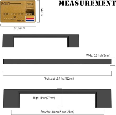 Amerdeco 10 Pack Matte Black Cabinet Pulls 5 Inch(128MM) Hole Centers Kitchen Cabinet Handles Cabinet Hardware Kitchen Handles for Cabinets Cupboard Handles Drawer Pulls ZH0060 in Kuwait