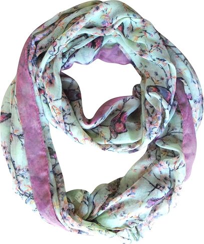 Peach Couture Pretty Vintage Floral Blossom Hummingbird Print Light Sheer Scarves in Kuwait