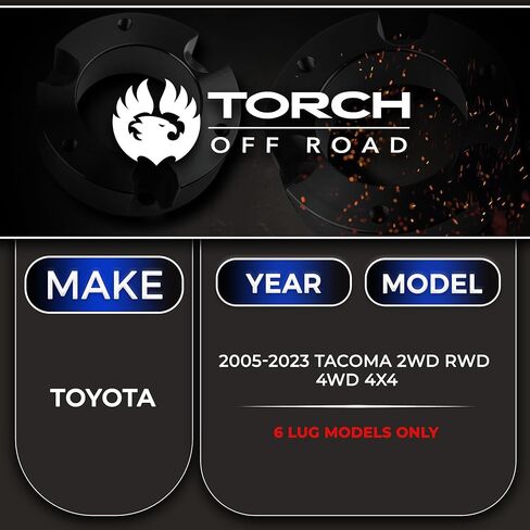 TORCH Carrier Bearing Drop Kit for 2005-2023 Toyota Tacoma 2WD RWD 4WD 4x4 6 LUG MODELS ONLY in Saudi Arabia