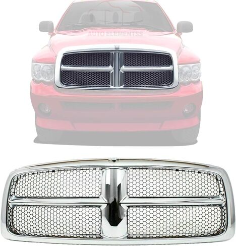 Grille Assembly Chrome Shell Honeycomb Black Insert For 2002-2005 Dodge Ram Pickup Direct Replacement in Saudi Arabia