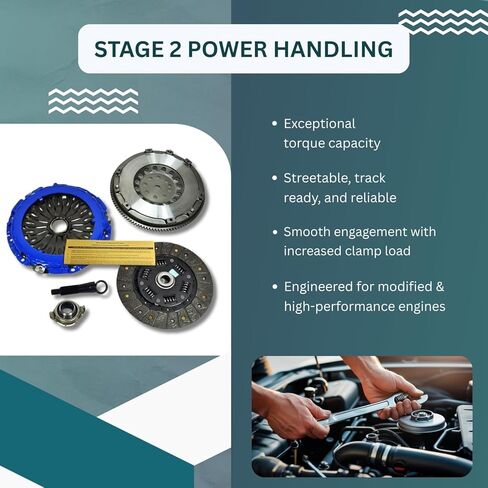 EFT Stage 2 Sprung HD Clutch Kit and Flywheel For 2003-2008 Hyundai Tiburon 2.7L V6 Engine - Performance Upgrade for Enhanced Power Handling and Durability - 12 Month Brand Warranty in Saudi Arabia