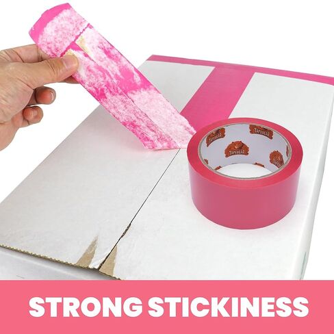شريط تعبئة وردي من TAPEBEAR مع موزع، شريط تغليف 1.88 بوصة × 60 ياردة، 4 بكرات إعادة تعبئة شريط متحرك زخرفي لطيف للصناديق والشحن والختم in Kuwait