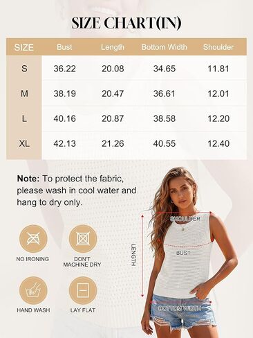 Womens Crochet Tank Tops Sleeveless Summer Knit Crop Tops Crewneck Hollow Out Sweater Vest in Saudi Arabia