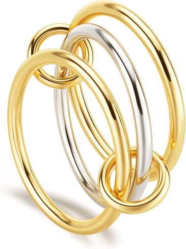18K Gold Plated Stackable Rings for Women, Gold and Silver Mixed Metal Ring Set, Stainless Steel Stacking Rings with Cubic Zirconia, Dainty Statement Jewelry Gift in Saudi Arabia