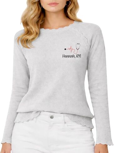 Personalized Embroidery Nurse Sweater for Women, Registered Nurse Sweater, Gifts for Nurses Birthday Christmas in Kuwait