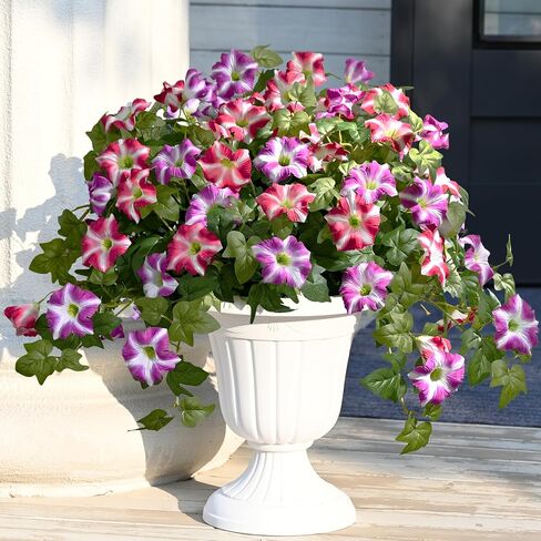 Waipfaru Artificial Flowers for Outdoors, 2Pcs Artificial Petunias UV Resistant Realistic Silk Petunias Fake Flowers for Indoor Outdoor Planters Home Garden Yard Porch Balcony Window Decor, Purple in Saudi Arabia