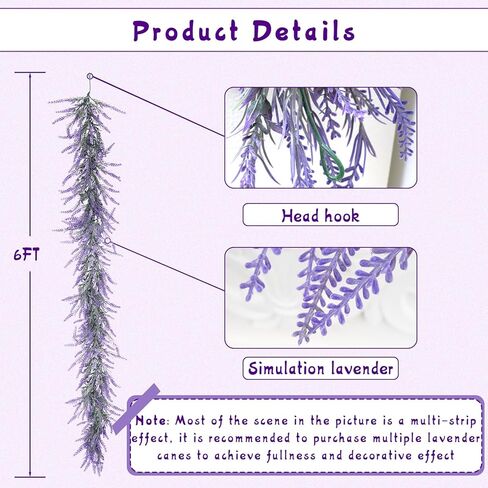 Spring Summer Lavender Garland, 6Ft Purple Lavender Artificial Garland, All Year Lavender Garlands for Farmhouse Wedding Mantle Arch Porch Stair Table Indoor Door Home Decor (1) in Saudi Arabia