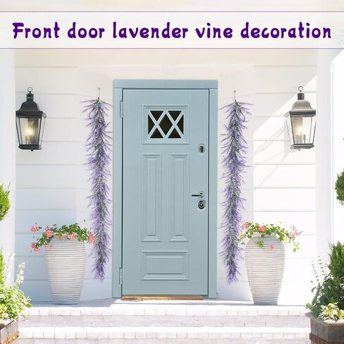 Spring Summer Lavender Garland, 6Ft Purple Lavender Artificial Garland, All Year Lavender Garlands for Farmhouse Wedding Mantle Arch Porch Stair Table Indoor Door Home Decor (1) in Saudi Arabia