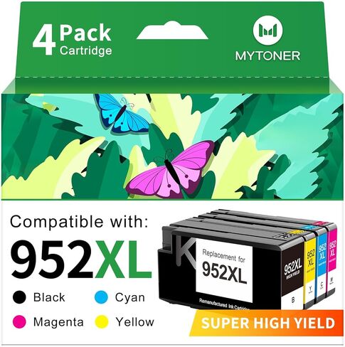 مجموعة خراطيش الحبر MYTONER 952XL بديلة لخراطيش الحبر HP 952XL 952 المتوافقة مع طابعات HP Officejet Pro 8710 7740 8720 8210 8715 8740 8725 (أسود سماوي أرجواني أصفر، 4 عبوات) in Saudi Arabia