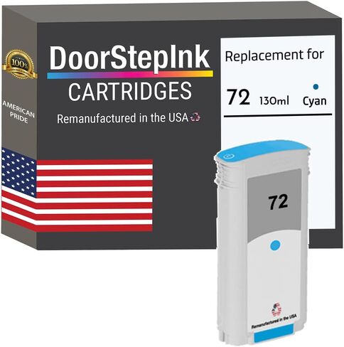 خرطوشة حبر معاد تصنيعها باللون السماوي من DoorStepInk 72 لـ HP 72 (C9371A) - متوافقة مع DesignJet T1120/T1300/T2300/T610/T620/T790 - عبوة واحدة ذات إنتاجية قياسية in Saudi Arabia