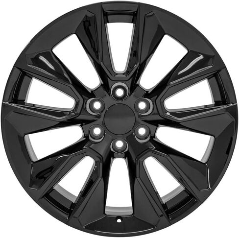 OE Wheels CV32 22 Inch Rims and Tires Fit Silverado 1500 Style 6x139.7 22x9 Gloss Black - Hollander 5916 - TS-37 AT 285/45-22 (Set of 4) in Saudi Arabia