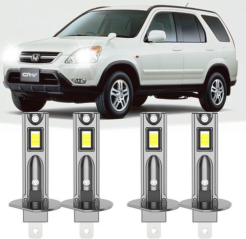 يناسب مجموعة مصابيح Honda CR-V 2005-2006 عالية الشعاع المنخفض، 6000K أبيض التوصيل والتشغيل 600% مصابيح إضاءة فائقة السطوع، عمر 50,000+ ساعة (عبوة من 4) in Kuwait