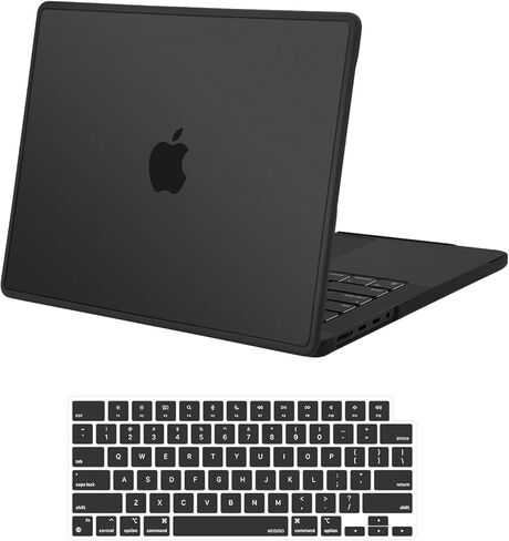 MOSISO Compatible with MacBook Pro 14 inch Case M5 2026 2025-2021 M4 M3 M2 M1, Crack-Resistant Hard Shell with Shock-Absorbing Soft TPU Bumper Surround, Scratch-Resistant Case&Keyboard Cover, Black in Saudi Arabia
