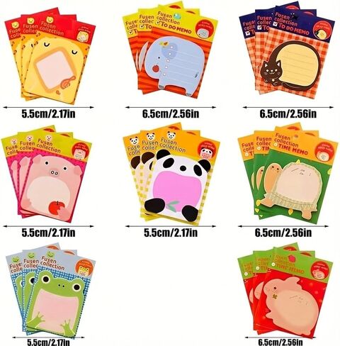 24pcs Cute Animal Sticky Notes, Kawaii Self-Adhesive Memo Pads with Panda Frog and Lion Designs, Fun Stationery for Party Favors and Classroom Rewards in Saudi Arabia