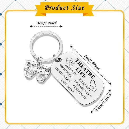 Theatre Lover Gifts Theater Keychain Gifts Theatre Gift Ideas Theater Life Keychain Actor Actress Present Theatre Keyring for Him Her Women Men Birthday Graduation Present in Saudi Arabia