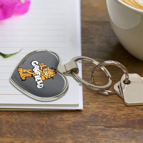 Garfield with Logo Keychain Heart Love Metal Key Chain Ring in Saudi Arabia