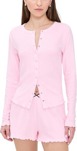 HONEYDEW Women's Brushed Pointelle Long Sleeve Short Set in Saudi Arabia
