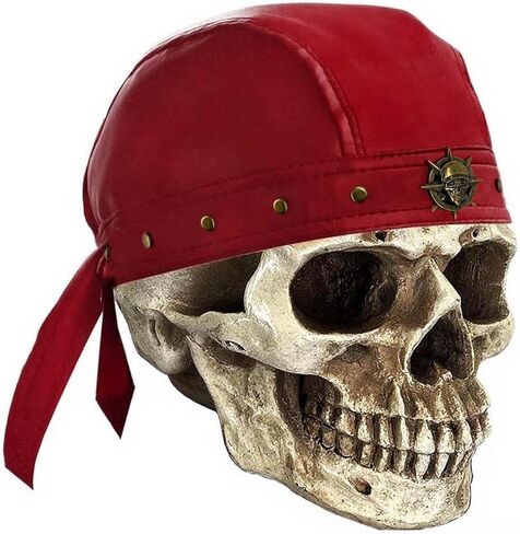 Rivet Party Cycling Bandana Doo Rags Adjustable Skull Cap Hip-Hop Motorcycle Leather Cap Red in Kuwait