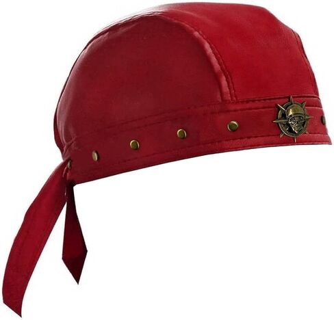 Rivet Party Cycling Bandana Doo Rags Adjustable Skull Cap Hip-Hop Motorcycle Leather Cap Red in Kuwait