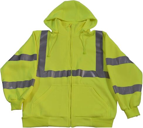 Petra Roc LSWS-C3-5XL ANSI Class 3 Zip-up Sweat Shirt with Detachable Hood And Zipper Closure, 5X-Large, Lime in Saudi Arabia