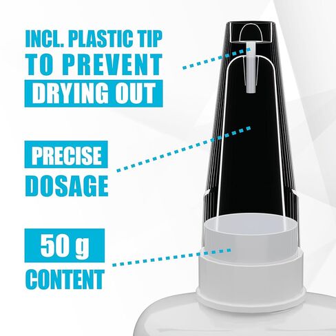 غراء زجاجي فائق للكريستال والمرايا والأكريليك والحلي - 1.75 أونصة XXL - لا يقطر، قوي للغاية، يجف بشكل شفاف - لاصق مقاوم للماء والصدمات لإصلاح الزجاج (جل 1.75 أونصة/50 جم) in Kuwait