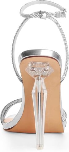ANN CREEK Womens Heeled Sandals Sparkly Strappy Heels Rhinestones Open Square Toe High Stiletto Heels for Women Glittering Sexy Bridal Wedding Party Dress Heels Shoes Ankle Buckle in Saudi Arabia