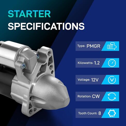 New Starter Compatible with 2011-2014 Chrysler 200 L4 2.4L, 2011 2012 2013 2014 Dodge Avenger L4 2.4L, 12V 1.2KW 8T CW, 56029584AA MOT34071 19141N in Saudi Arabia