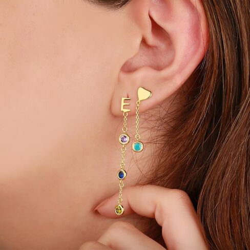 أقراط بأحرف مخصصة مع أحجار البخت المتدلية | الأقراط الأولية المخصصة in Kuwait