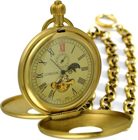 VIGOROSO Mechanical Pocket Watches for Men with Chain Tourbillon Vintage Men's Pocket Watch for Women Wind Up Gold Pocketwatch Arabic Wedding Christmas Birthday Gifts for Men Women in Saudi Arabia