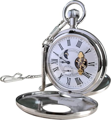 VIGOROSO Mechanical Pocket Watches for Men with Chain Tourbillon Vintage Men's Pocket Watch for Women Wind Up Gold Pocketwatch Arabic Wedding Christmas Birthday Gifts for Men Women in Saudi Arabia