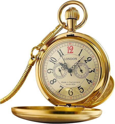 VIGOROSO Mechanical Pocket Watches for Men with Chain Tourbillon Vintage Men's Pocket Watch for Women Wind Up Gold Pocketwatch Arabic Wedding Christmas Birthday Gifts for Men Women in Saudi Arabia