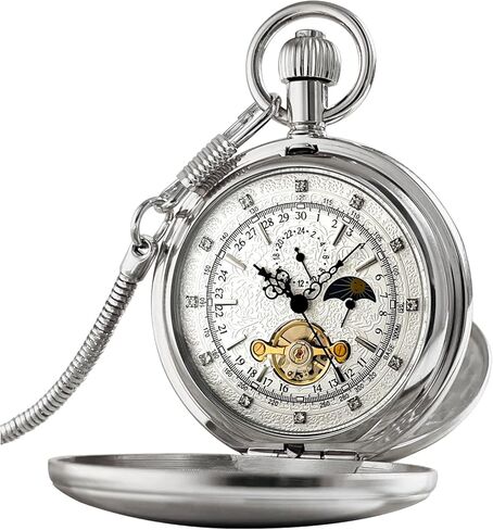 VIGOROSO Mechanical Pocket Watches for Men with Chain Tourbillon Vintage Men's Pocket Watch for Women Wind Up Gold Pocketwatch Arabic Wedding Christmas Birthday Gifts for Men Women in Saudi Arabia