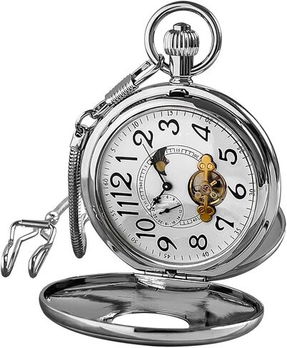 VIGOROSO Mechanical Pocket Watches for Men with Chain Tourbillon Vintage Men's Pocket Watch for Women Wind Up Gold Pocketwatch Arabic Wedding Christmas Birthday Gifts for Men Women in Saudi Arabia