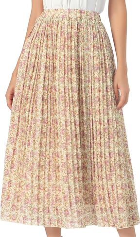 تنورة أليجرا كيه زهرية للنساء 2026، تنانير متوسطة الطول كاجوال بخصر عالٍ in Kuwait