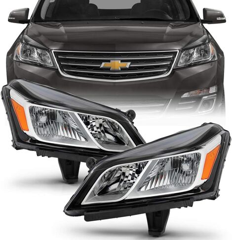 ACANII - For 2013-2017 Chevy Traverse كروم مبيت المصابيح الأمامية مجموعة استبدال زوج السائق والركاب in Saudi Arabia