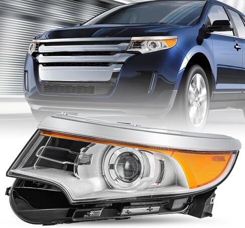 استبدال مجموعة المصابيح الأمامية JSBOYAT مناسب لجهاز عرض Ford Edge OE طراز 2011-2014، غطاء من الكروم مع عاكس كهرماني، جانب السائق الأيسر in Saudi Arabia