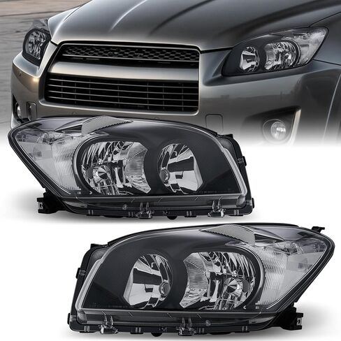 مجموعة مصابيح أمامية VRC متوافقة مع 2009-2012 Toyota RAV4 كروم مع مصابيح أمامية كهرمانية استبدال زوج مجموعة السائق والركاب in Saudi Arabia