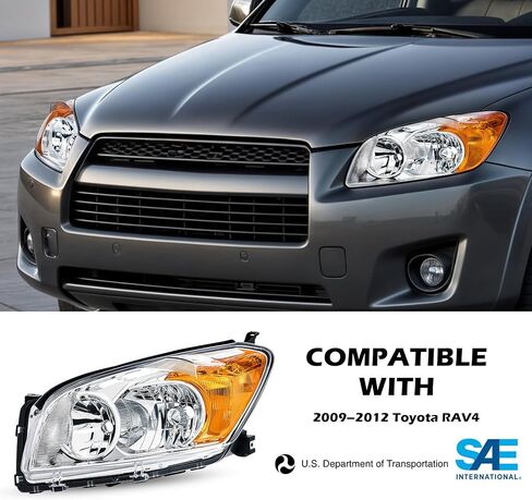 مجموعة مصابيح أمامية VRC متوافقة مع 2009-2012 Toyota RAV4 كروم مع مصابيح أمامية كهرمانية استبدال زوج مجموعة السائق والركاب in Saudi Arabia