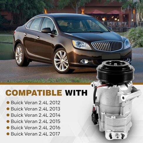 AC Compressor Compatible with 2012-2017 Buick Verano 4Door 2.4L Replace 13495846 13346496 5513009 6513009 22864732 22895595 6513009 1341402 1522260 1422239 in Kuwait