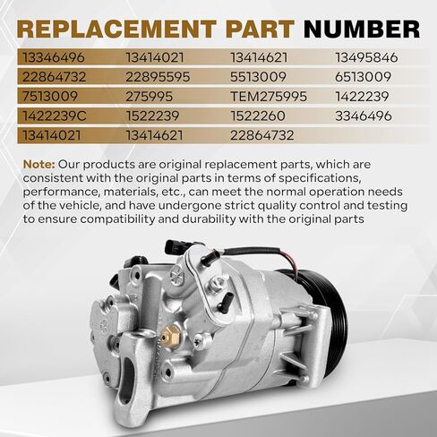 AC Compressor Compatible with 2012-2017 Buick Verano 4Door 2.4L Replace 13495846 13346496 5513009 6513009 22864732 22895595 6513009 1341402 1522260 1422239 in Kuwait