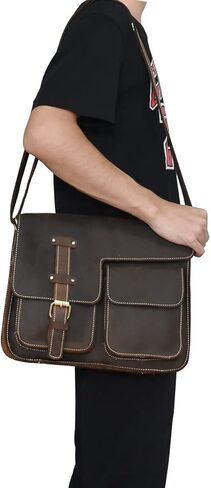 Laptop Bag - Business Briefcase for Men Women, Water-Resistant Messenger Shoulder for Work/School bag(Dark brown) in Kuwait