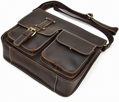 Laptop Bag - Business Briefcase for Men Women, Water-Resistant Messenger Shoulder for Work/School bag(Dark brown) in Kuwait