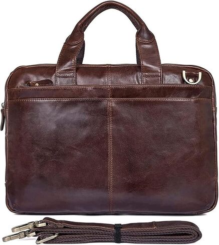 Leather Messenger Bag for Men Vintage Travel Backpack laptop Briefcase Shoulder Bags(Size:38x9x29cm)(Dark brown) in Saudi Arabia