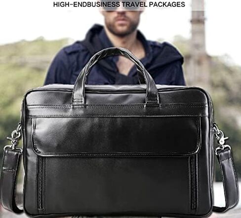 Leather Briefcase for Men 17" Computer Bag Business Travel Messenger in Kuwait