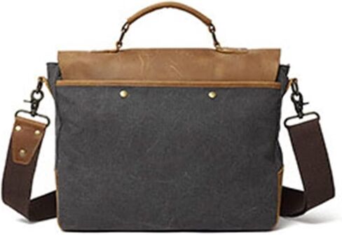 Mens Messenger Bag Canvas Briefcase Large Satchel Shoulder Rugged Leather Computer Laptop Bag(14 INCH) in Kuwait