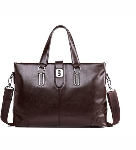 Business bag Men's Briefcase Leather Shoulder Briefcases Male Laptop Handbags Messenger Bags(Brown) in Saudi Arabia