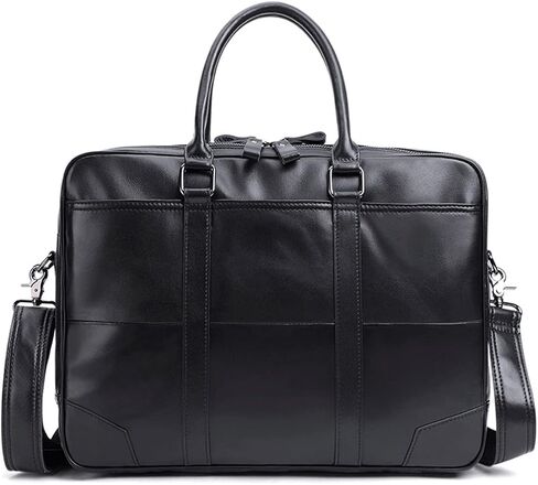 Men's Business Handbag Leather Briefcase Bags For Man 15.6 inches Laptop Work Travel Bag in Kuwait