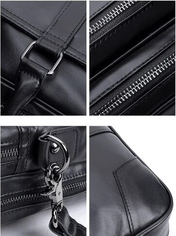 Men's Business Handbag Leather Briefcase Bags For Man 15.6 inches Laptop Work Travel Bag in Kuwait